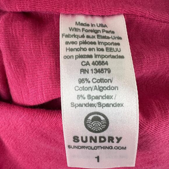 SUNDRY Blue Pink Purple Gradient Dress Cotton Tie Dye Ribbed Crew Pullover Sz 1 - Picture 8 of 9